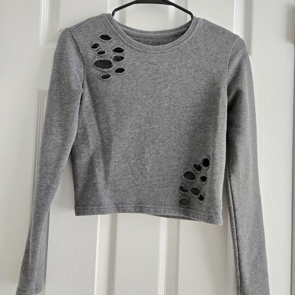 Alphalete Distressed Crop - Dark Grey - XS
